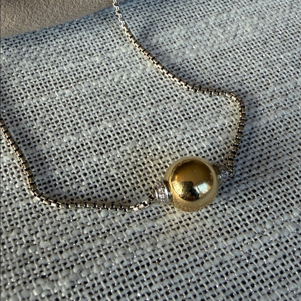 David Yurman Solari necklace sterling silver with 18k ball and diamonds - Picture 3 of 10